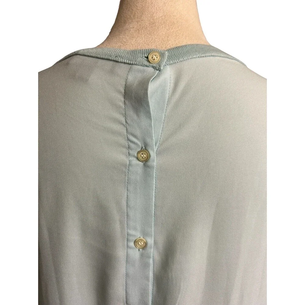 Ann Taylor Sweater Blue Merino Wool Knit Button Back Blouse Long Sleeve… - Picture 6 of 9